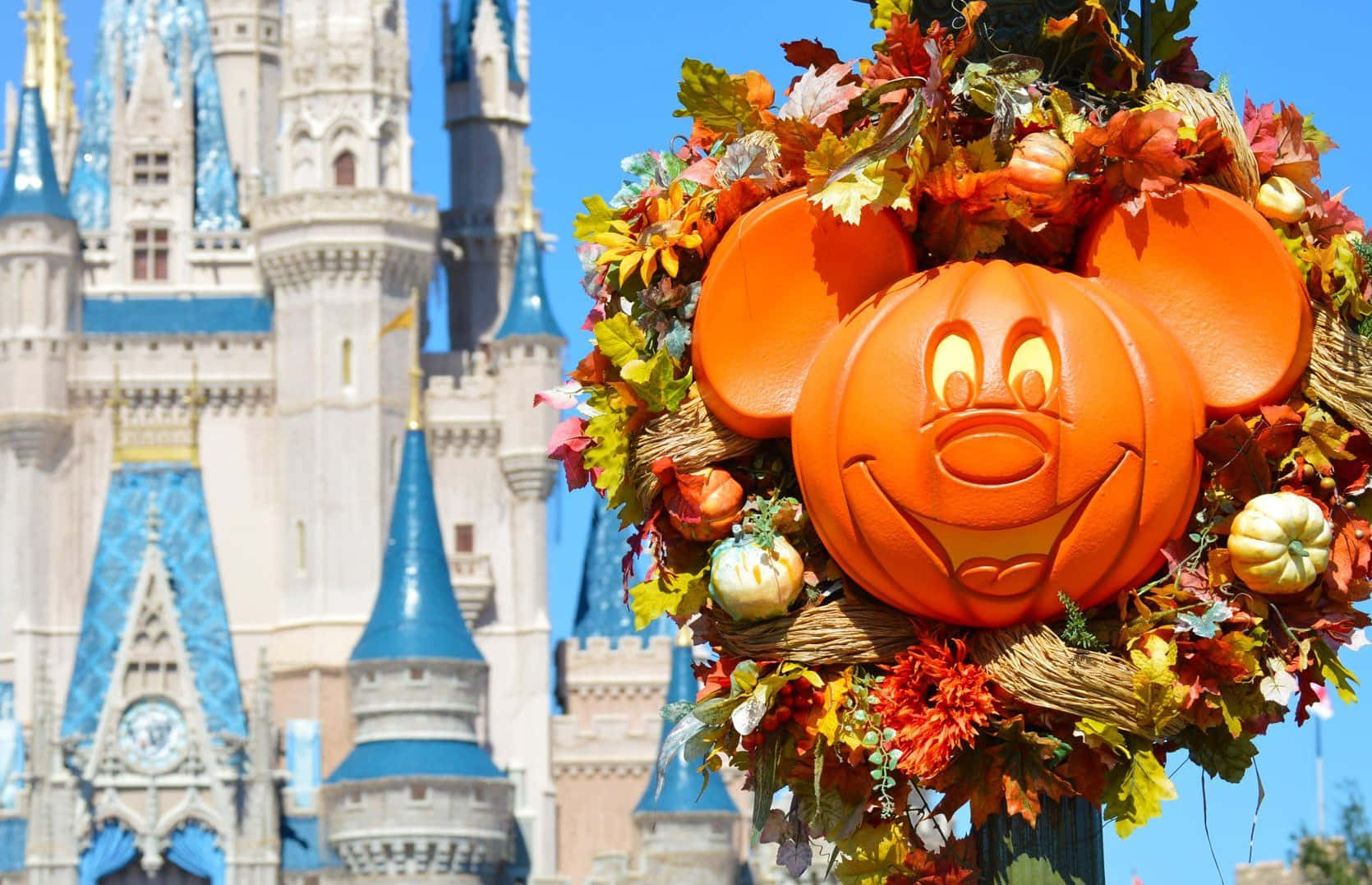 Disney Autumn Castle Mickey Mouse Background