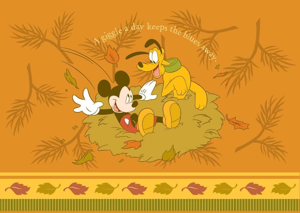 Disney Autumn Pluto Mickey Mouse Background