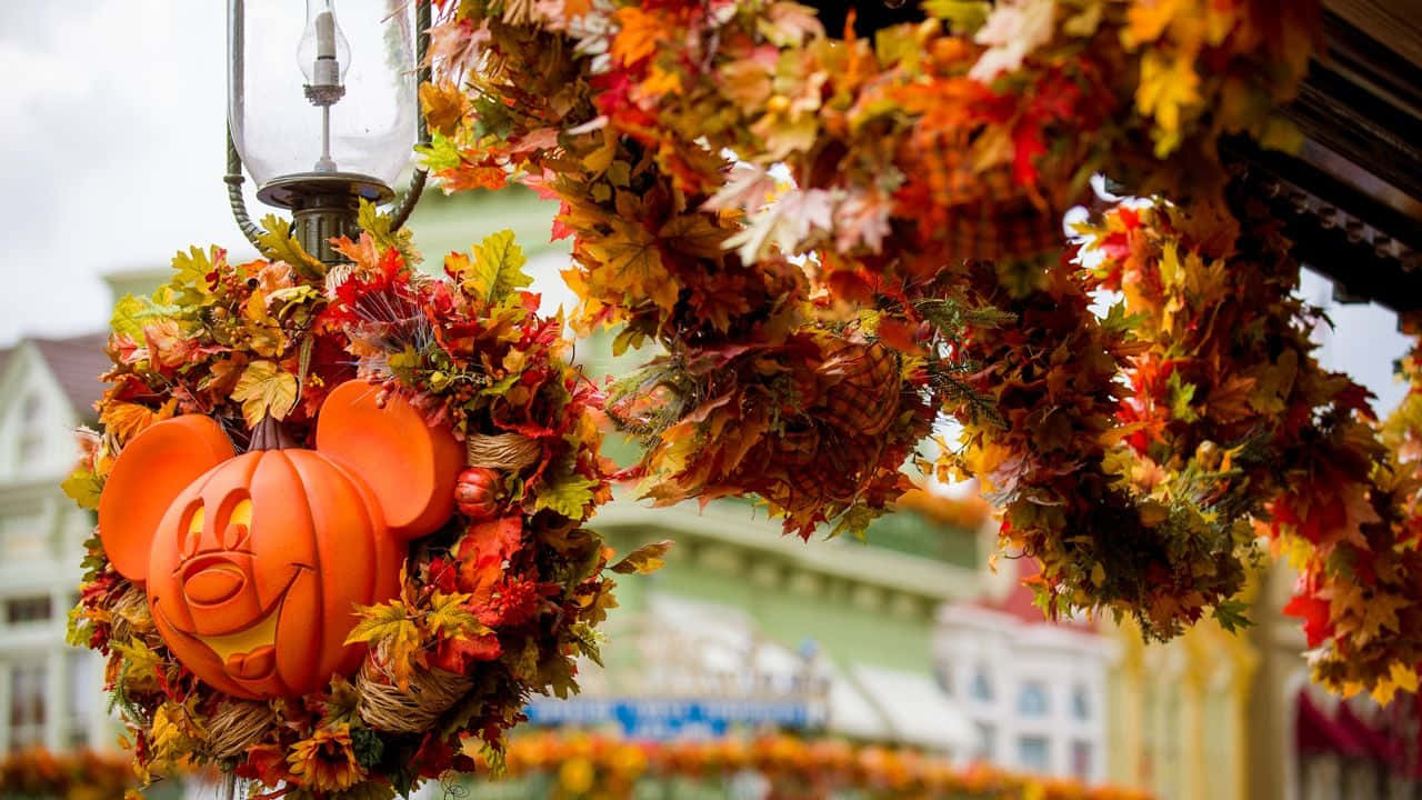 Disney Autumn Pumpkin Mickey Mouse Background