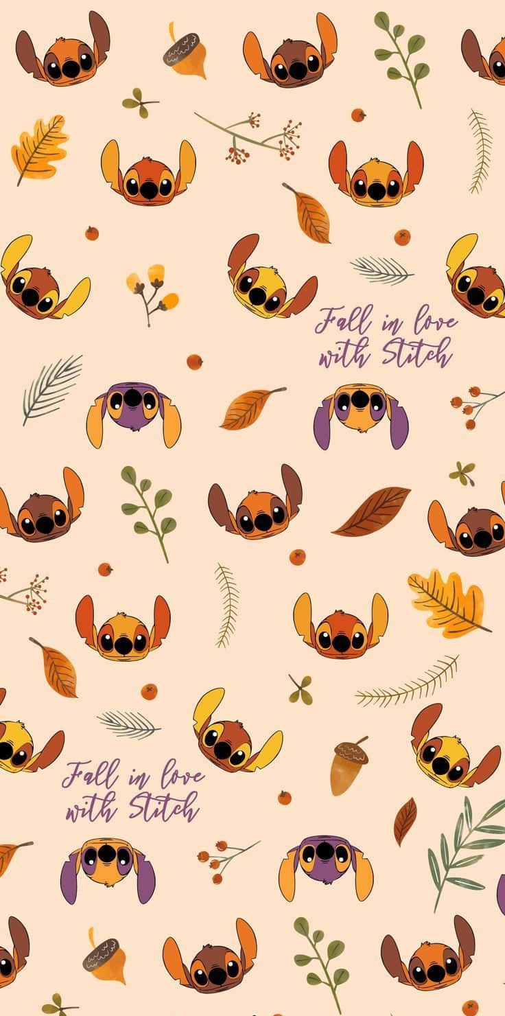 Disney Autumn Stitch Leaves Background