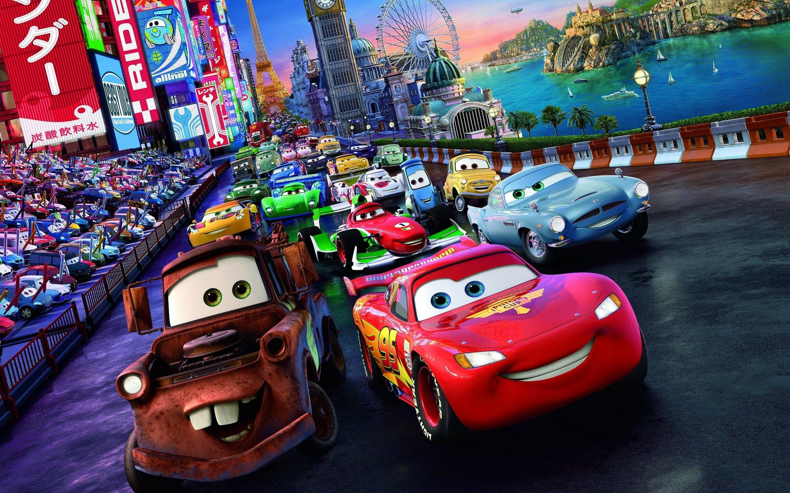 Disney Cars 2 Group Shot Background