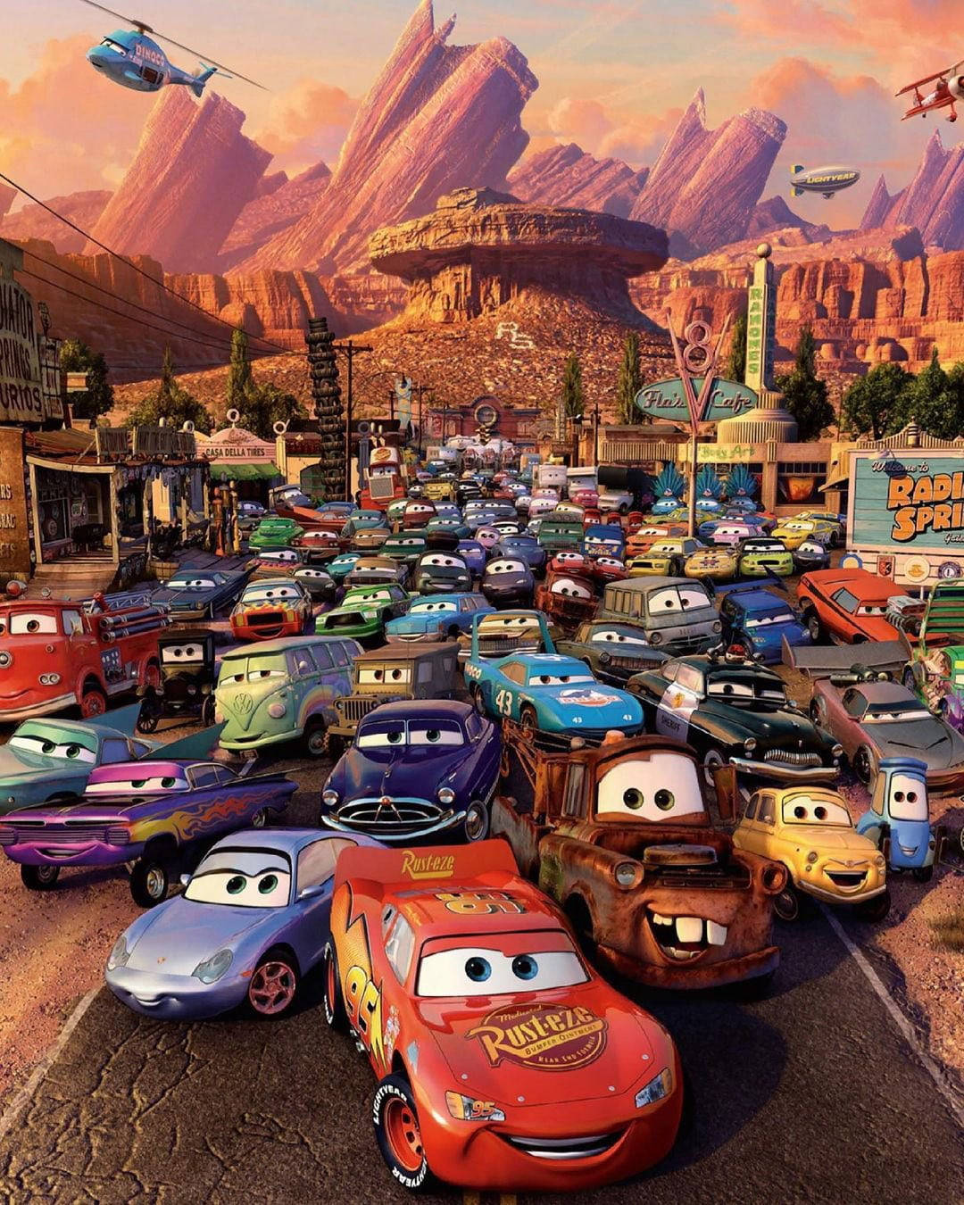 Disney Cars Radiator Springs Group Background