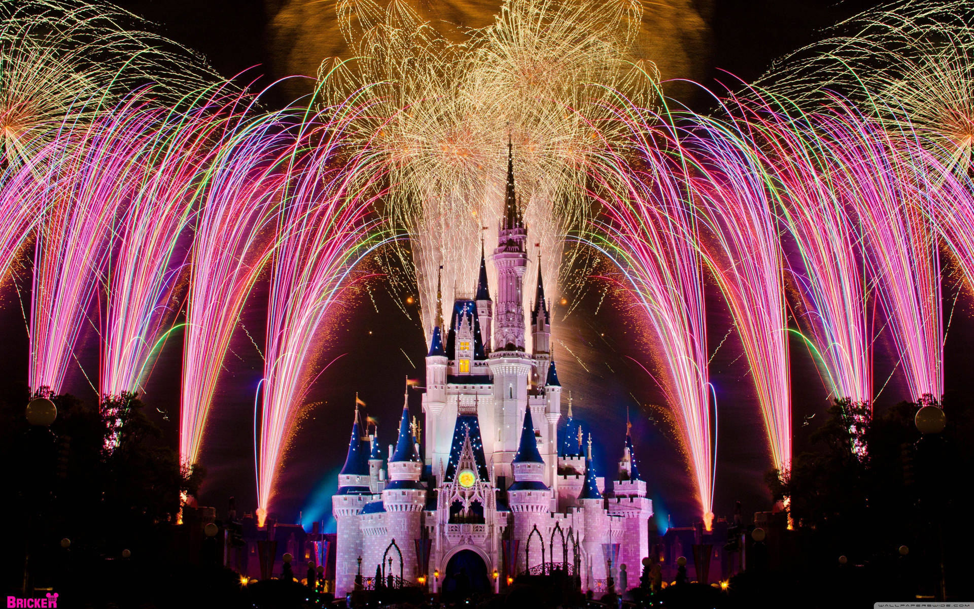 Disney Castle Fireworks Background