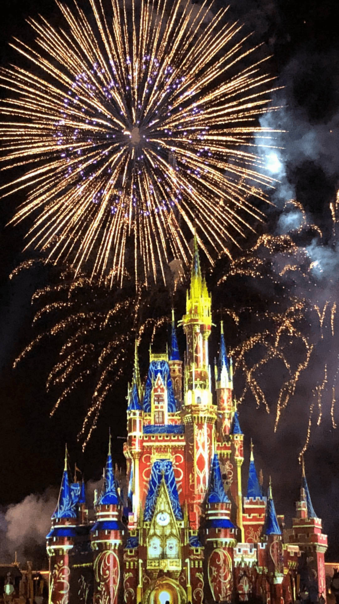 Disney Castle Fireworks Fun Background