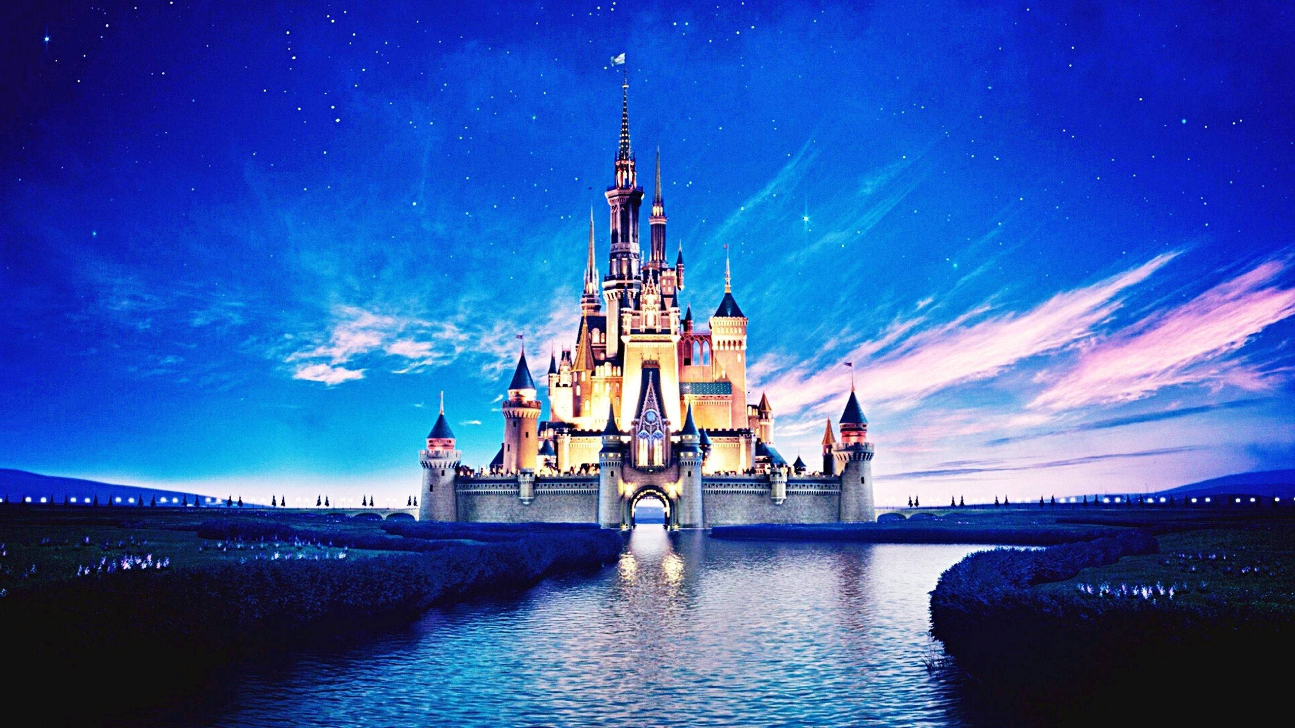 Disney Castle Under Blue Sky Laptop Background