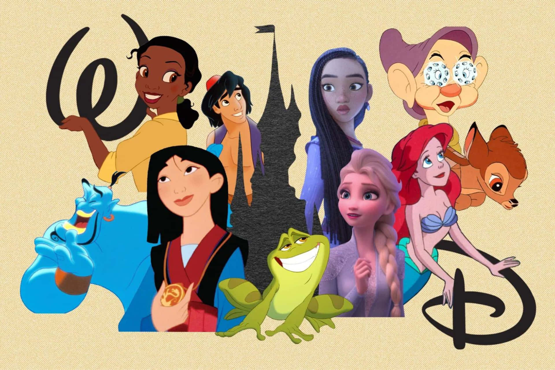 Disney Characters Collage Background