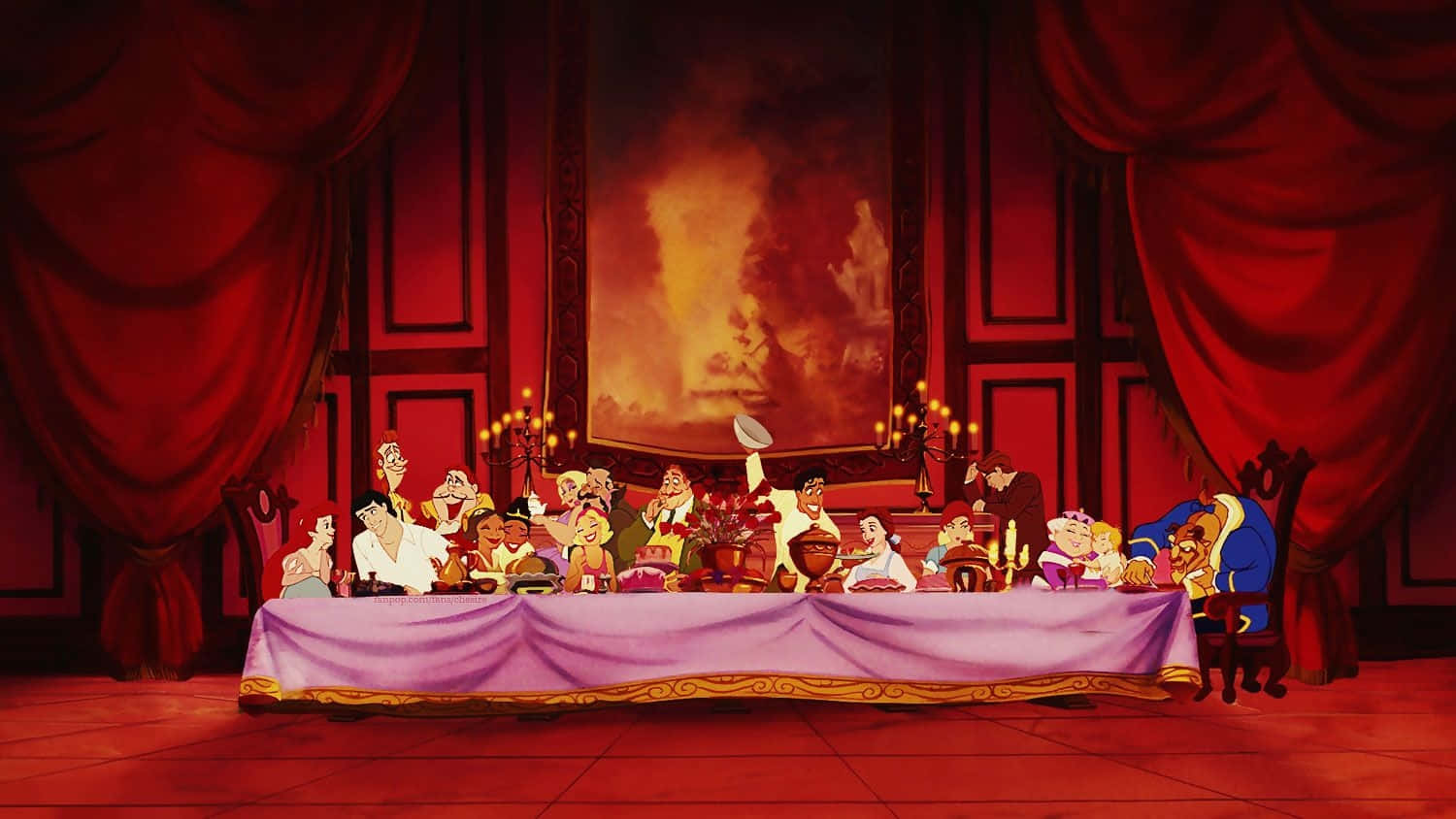 Disney Characters Happy Thanksgiving Banquet Background