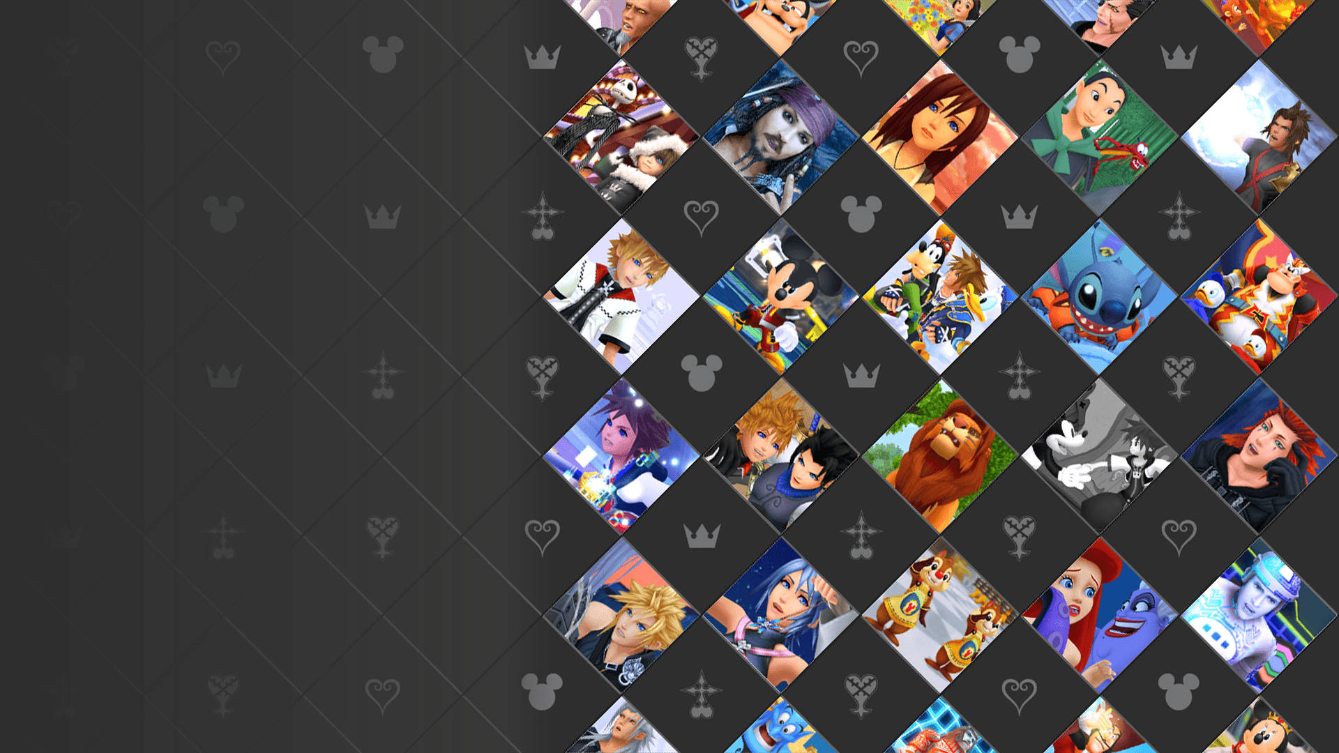 Disney Characters In A Diamond Pattern Background