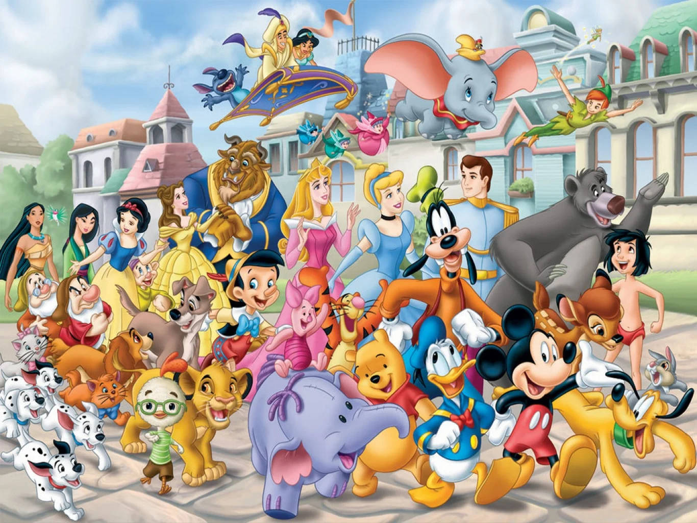 Disney Characters In A Parade Background