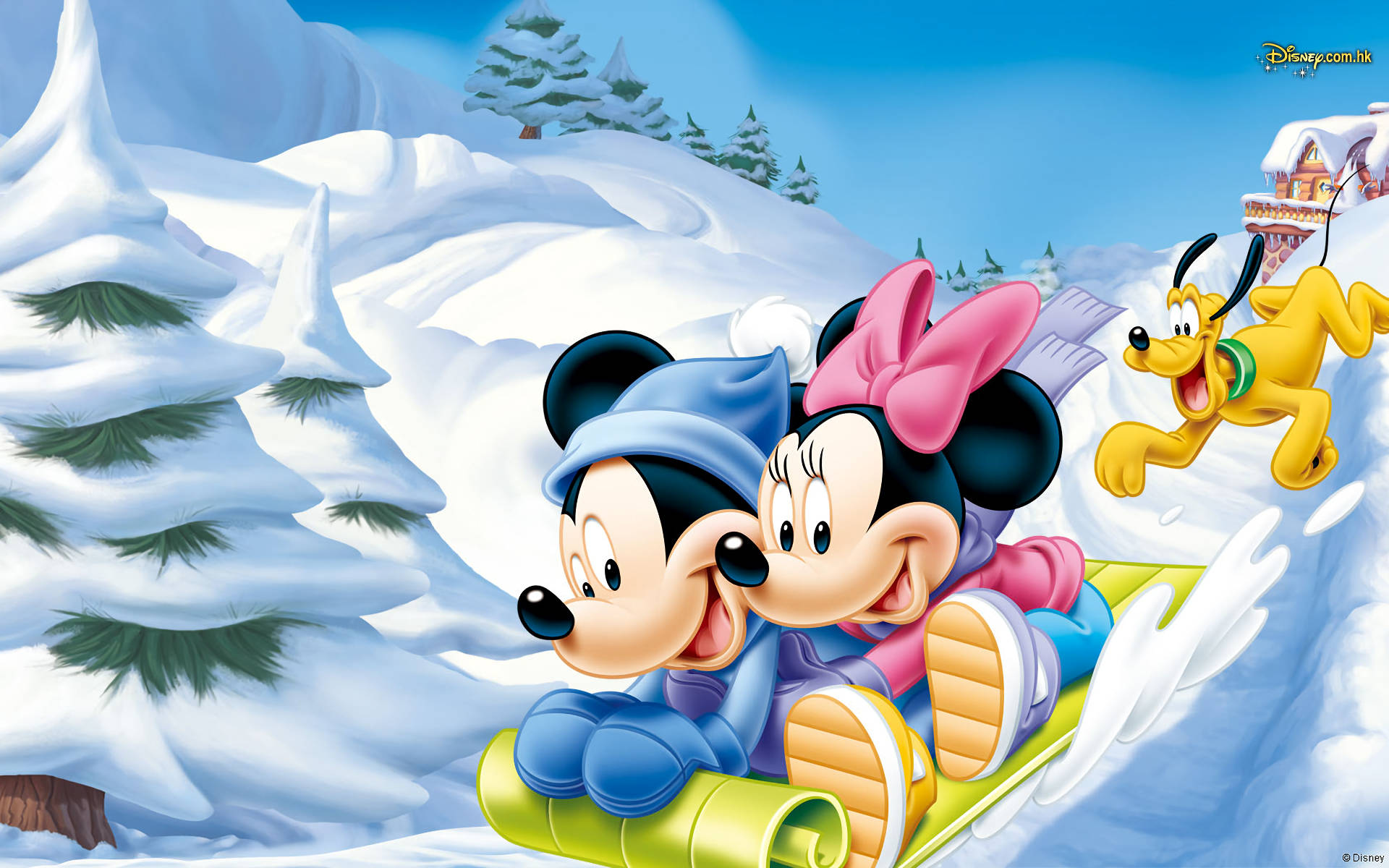 Disney Characters In Snow Background