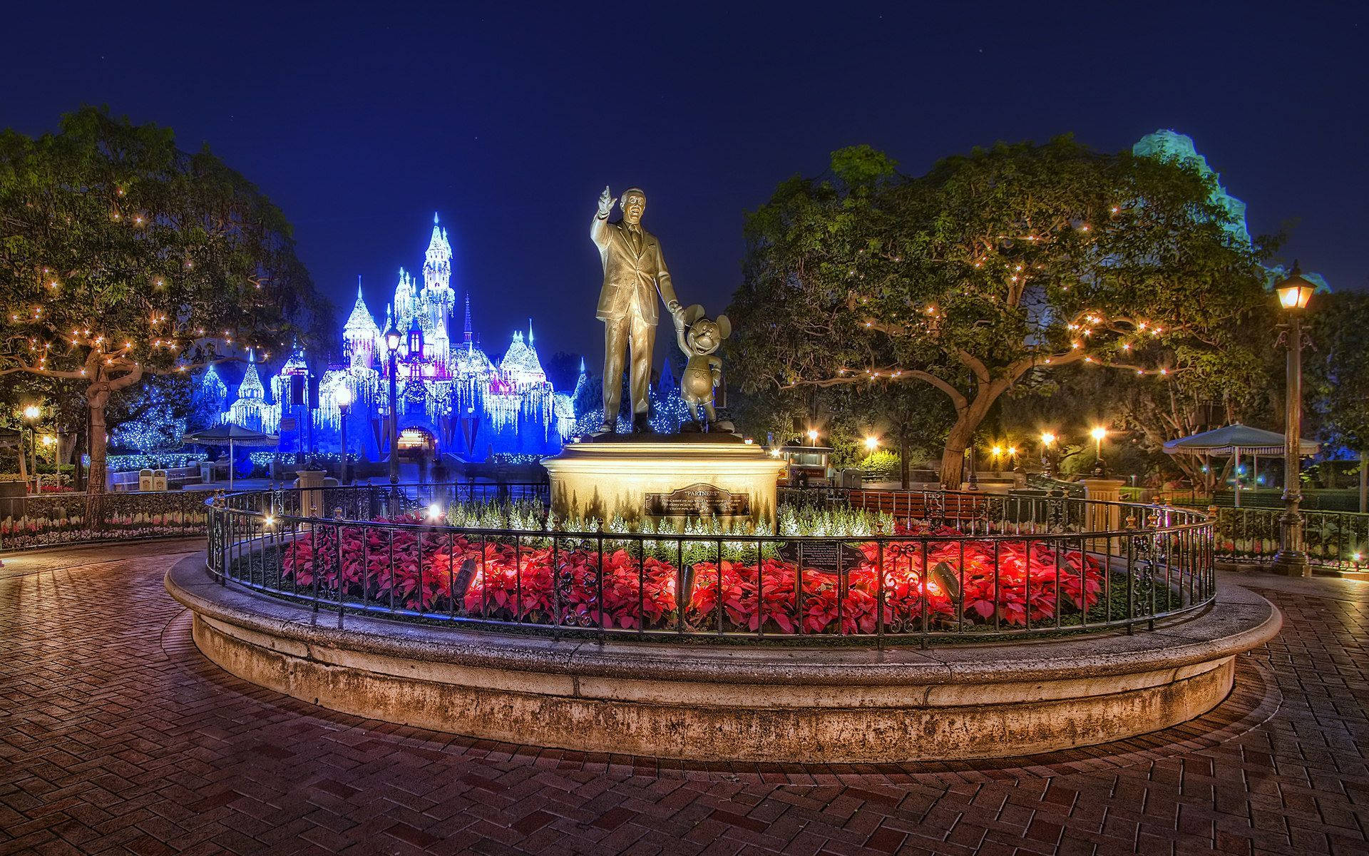 Disney Christmas Fountain Background