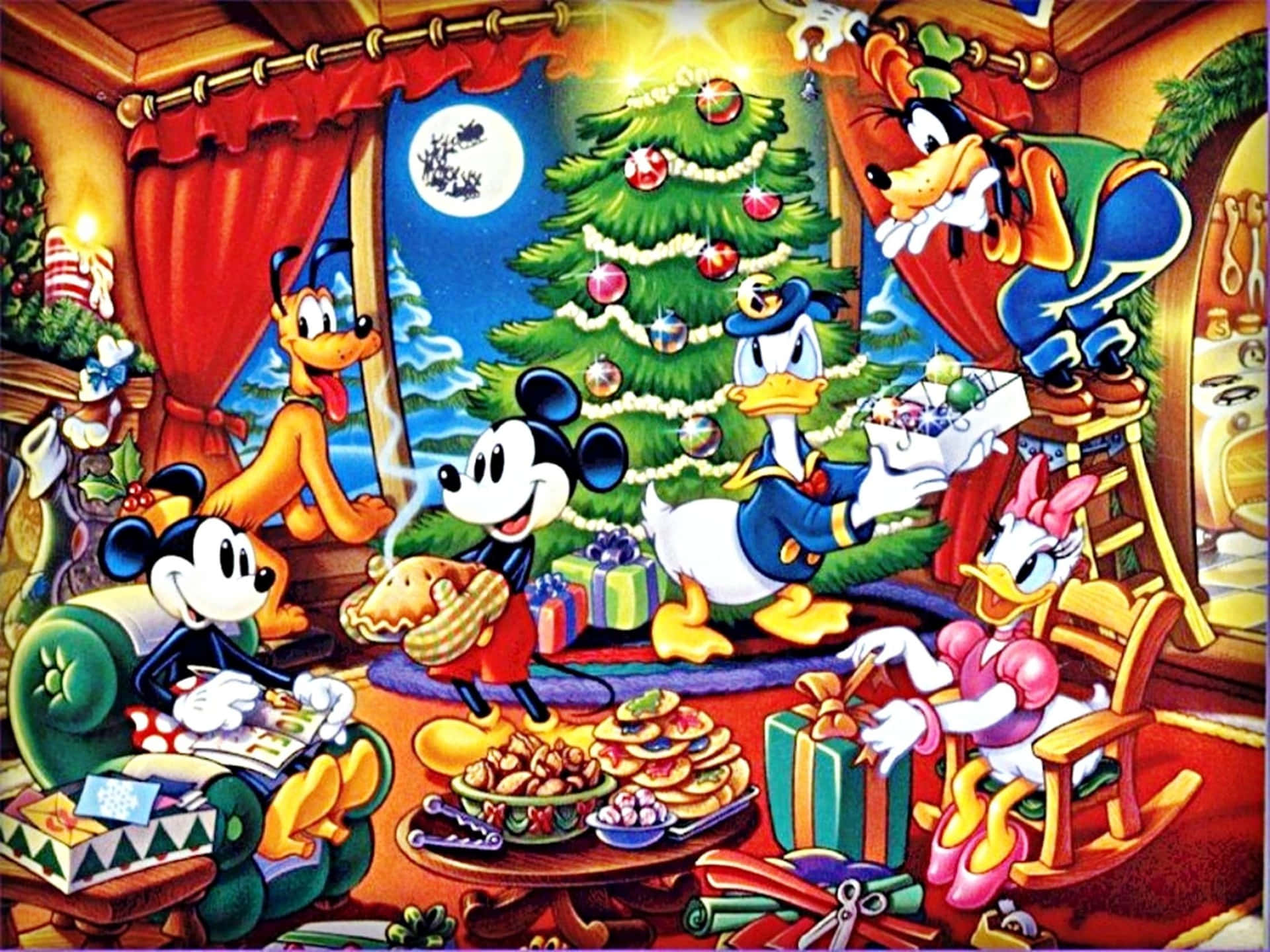 Disney Christmas Ipad Santa In The Sky Background