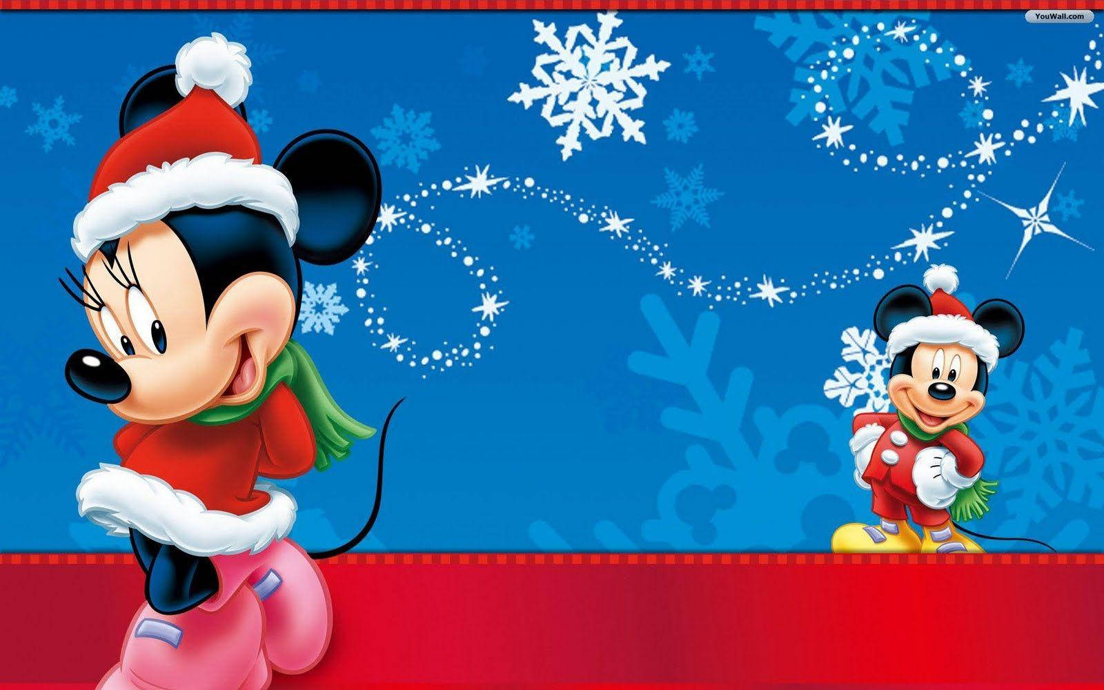 Disney Christmas Mickey And Minnie Mouse Background