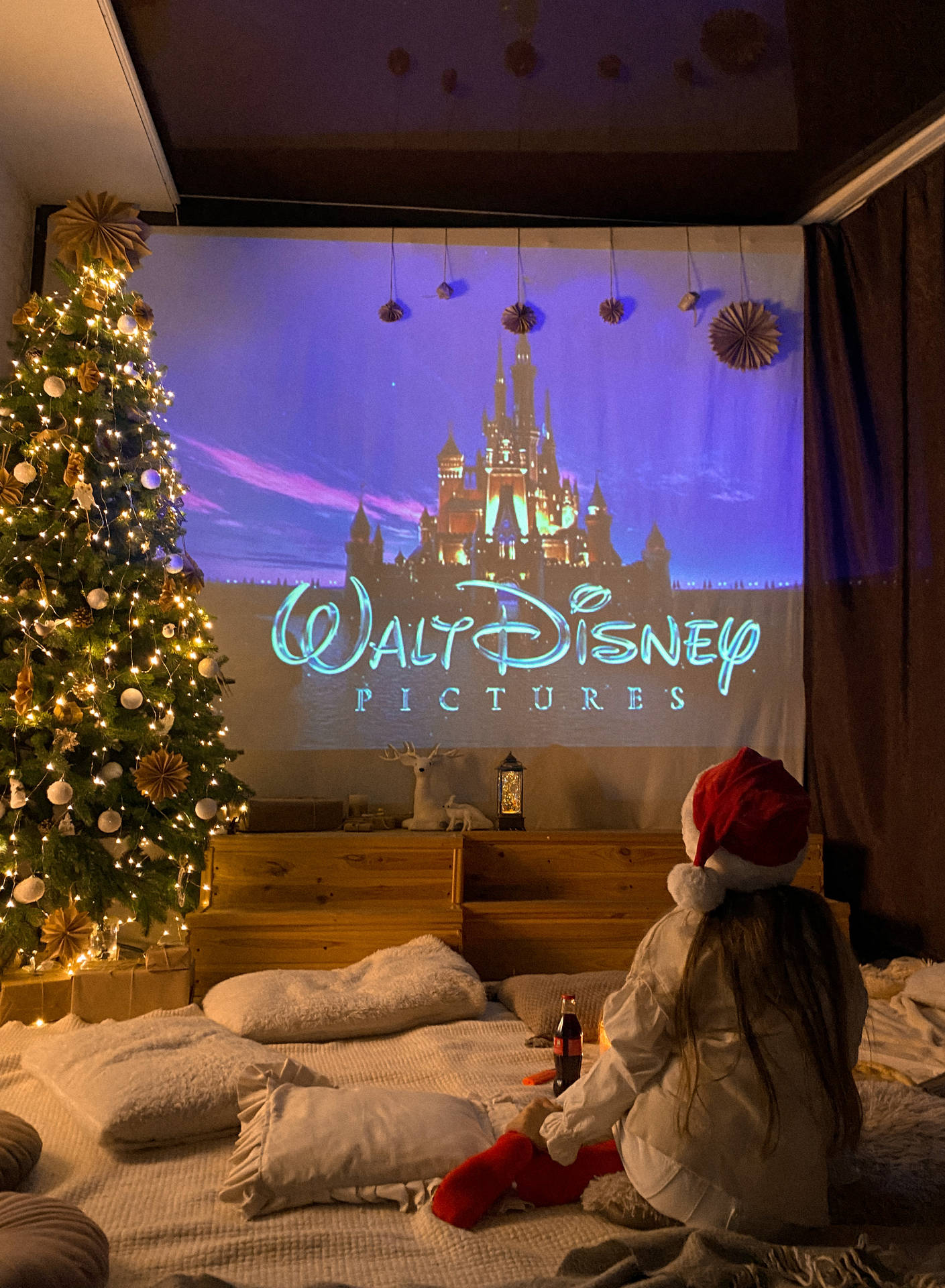 Disney Christmas Movie Night Background