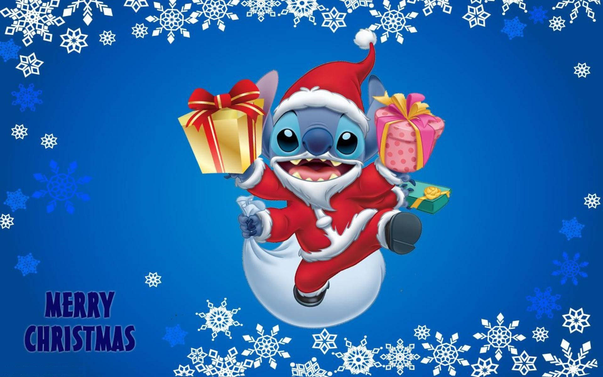 Disney Christmas Stitch In Christmas Outfit Background