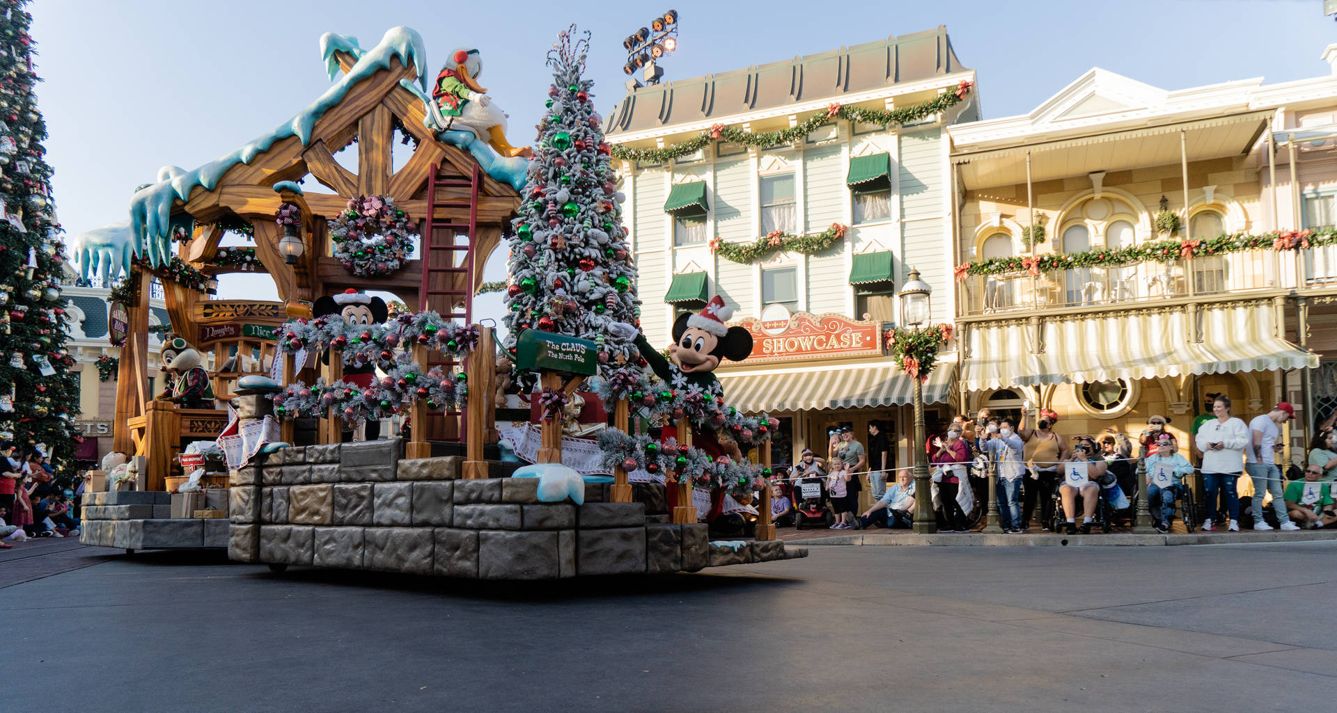 Disney Christmas Village Parade Background