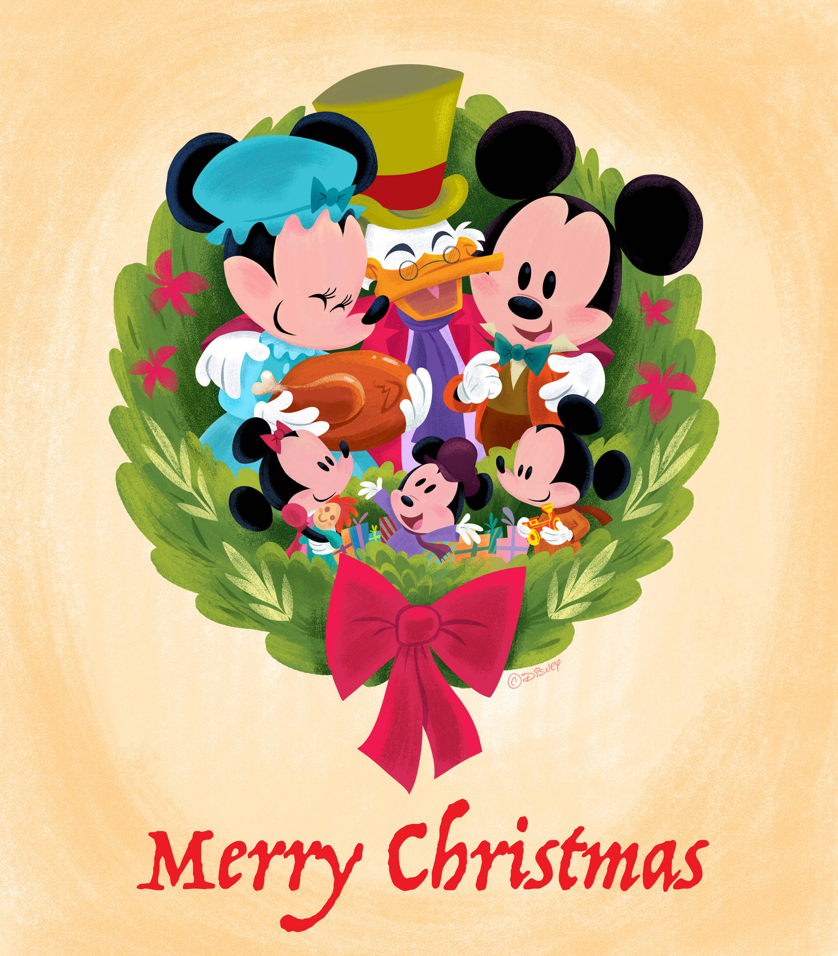 Disney Christmas Wreath Background