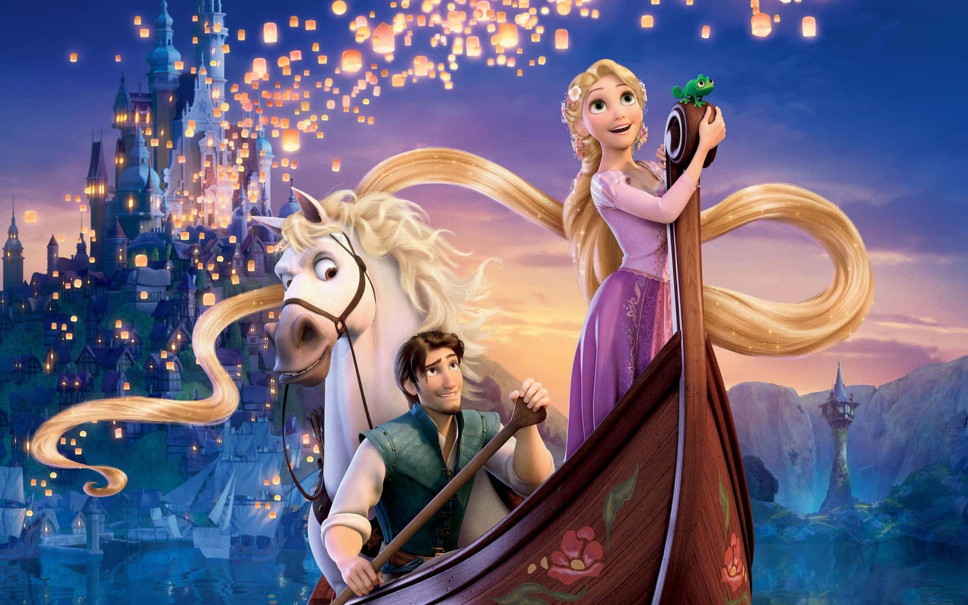 Disney Computer Flynn Rider Maximus Rapunzel Poster Background