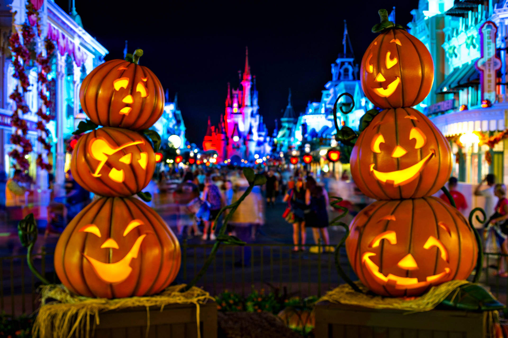 Disney Halloween Colorful Lights Background