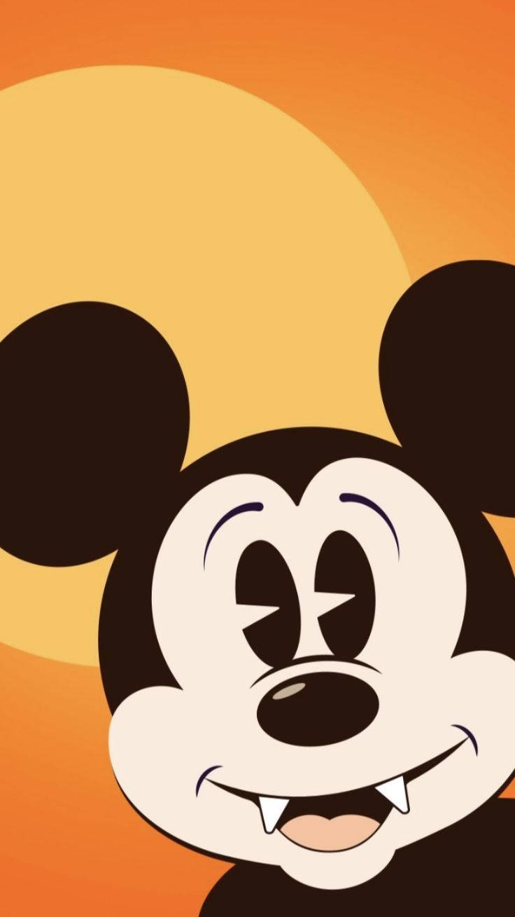 Disney Halloween Mickey With Fangs Background