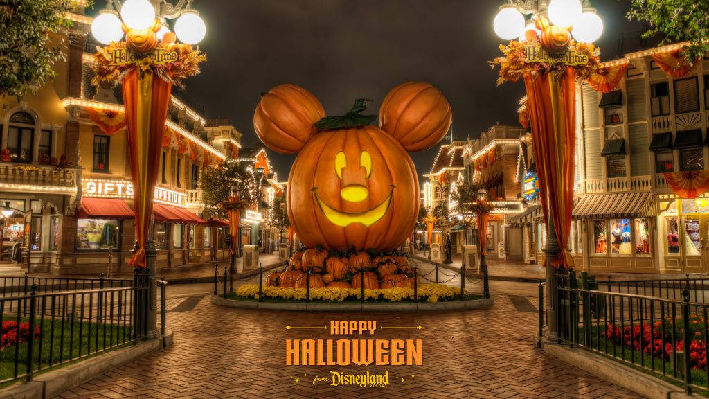 Disney Halloween Park Entrance Background