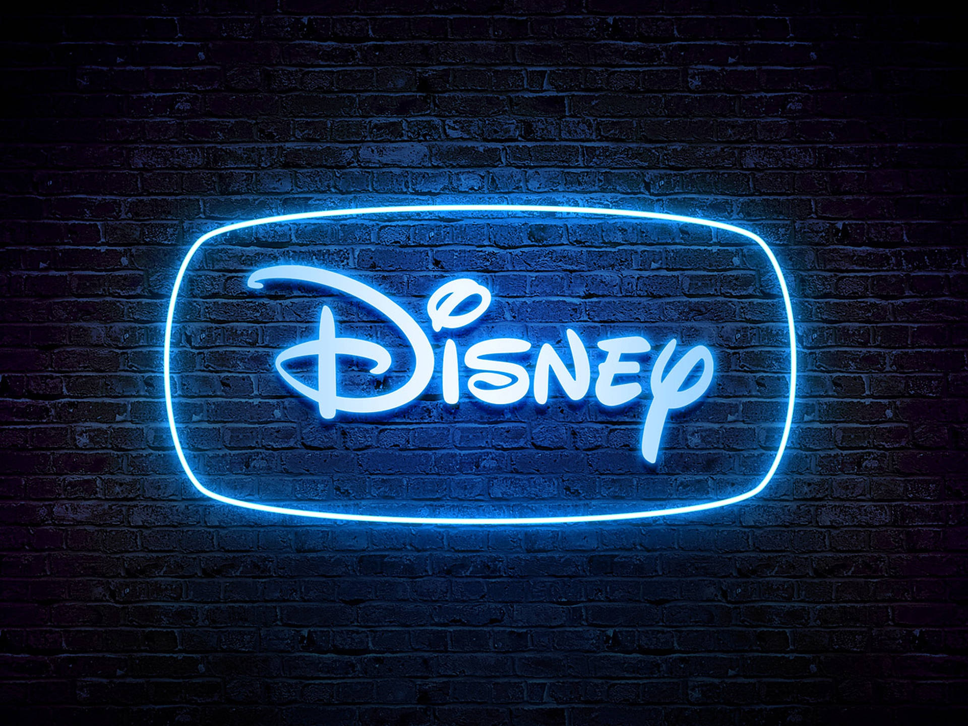 Disney Logo Blue Neon Light Background