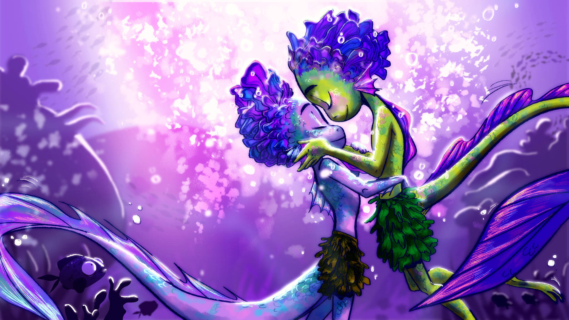 Disney Luca Sea Monster Purple Aesthetic Background