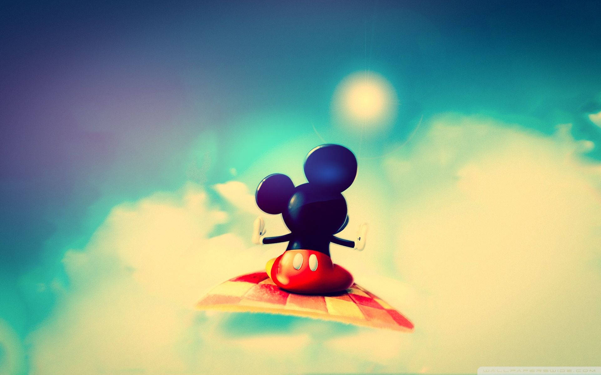 Disney Mickey In Flying Carpet Background