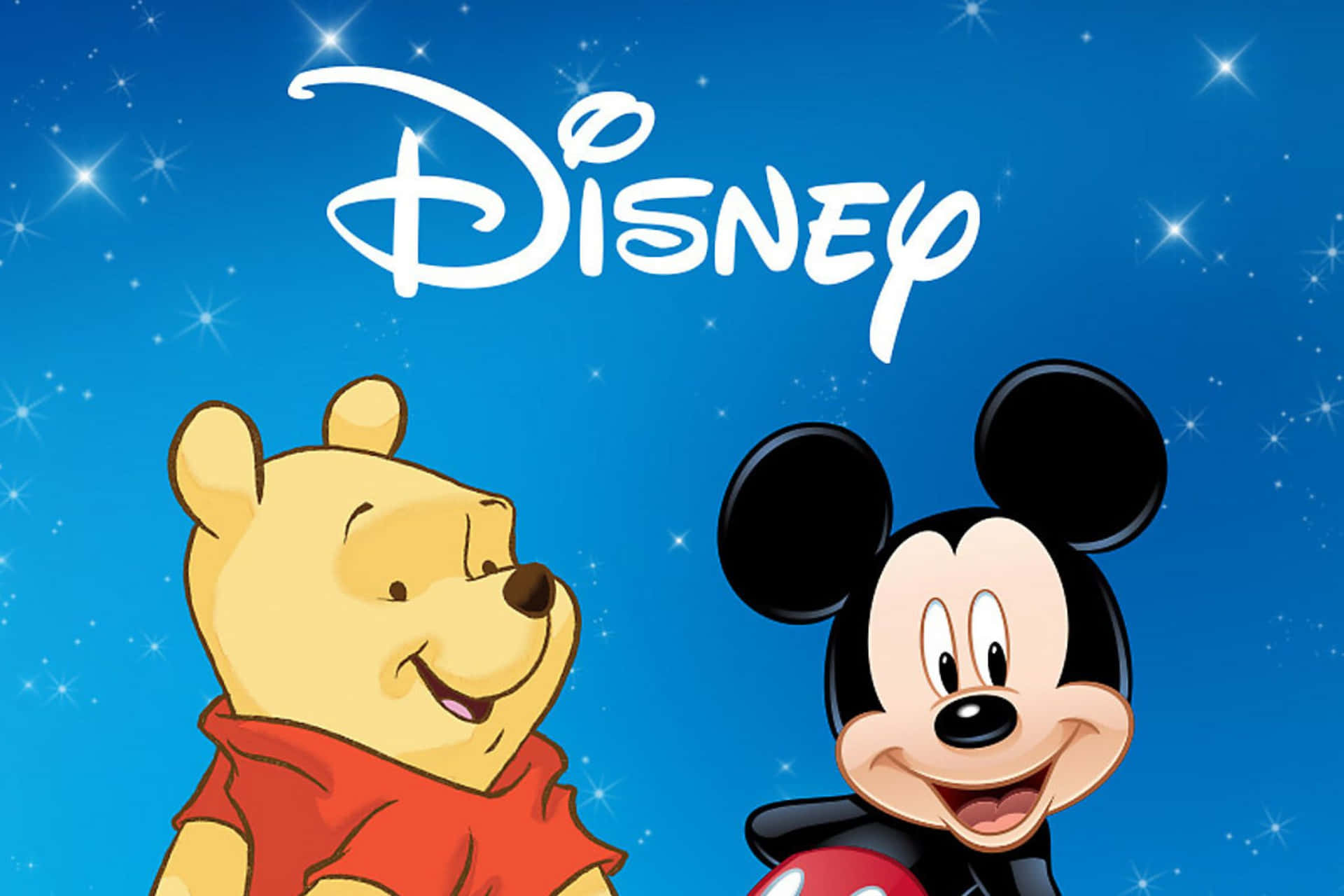 Disney Mickeyand Pooh Starry Backdrop Background