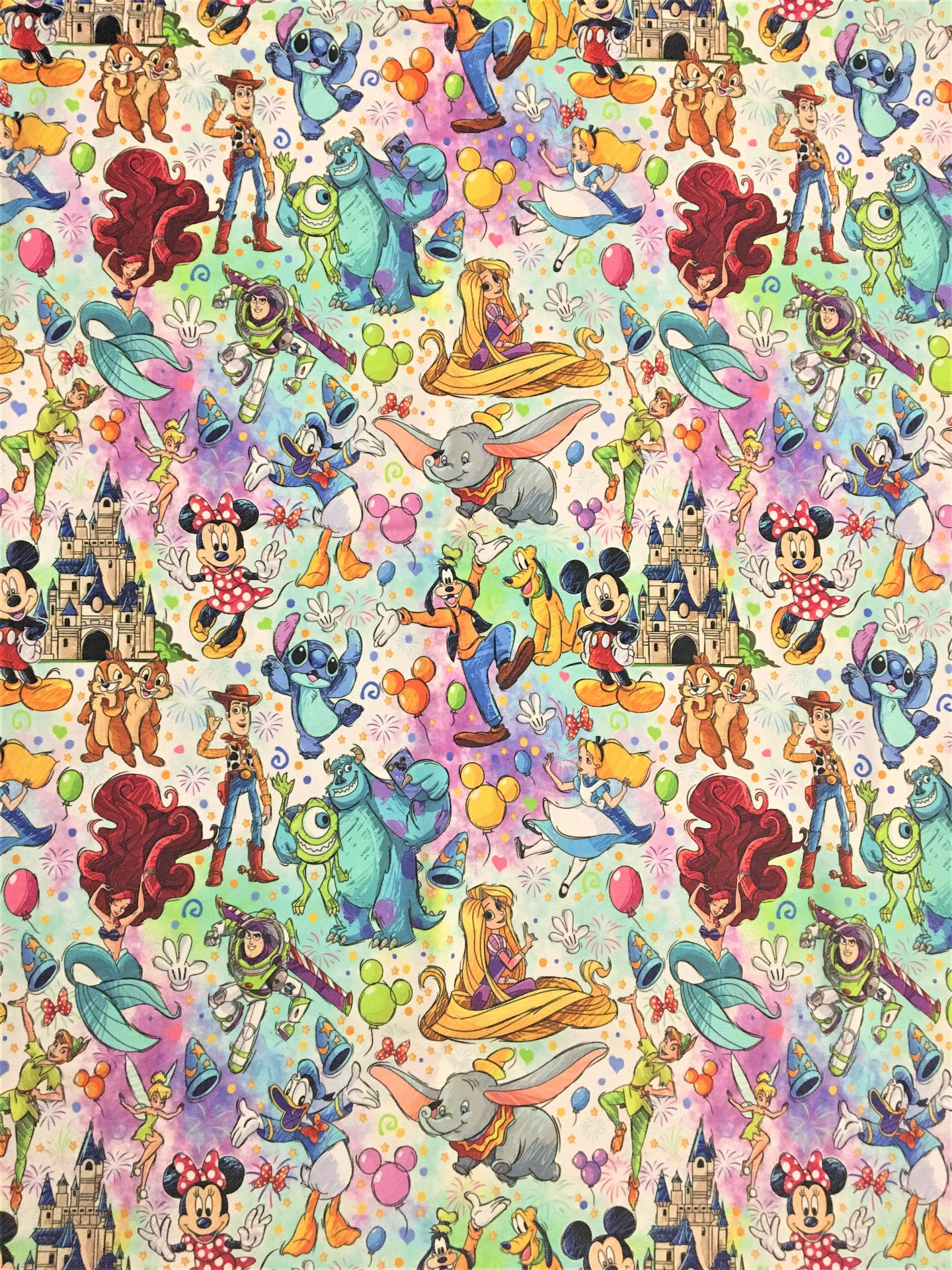 Disney Pattern With Its Movie Characters Background