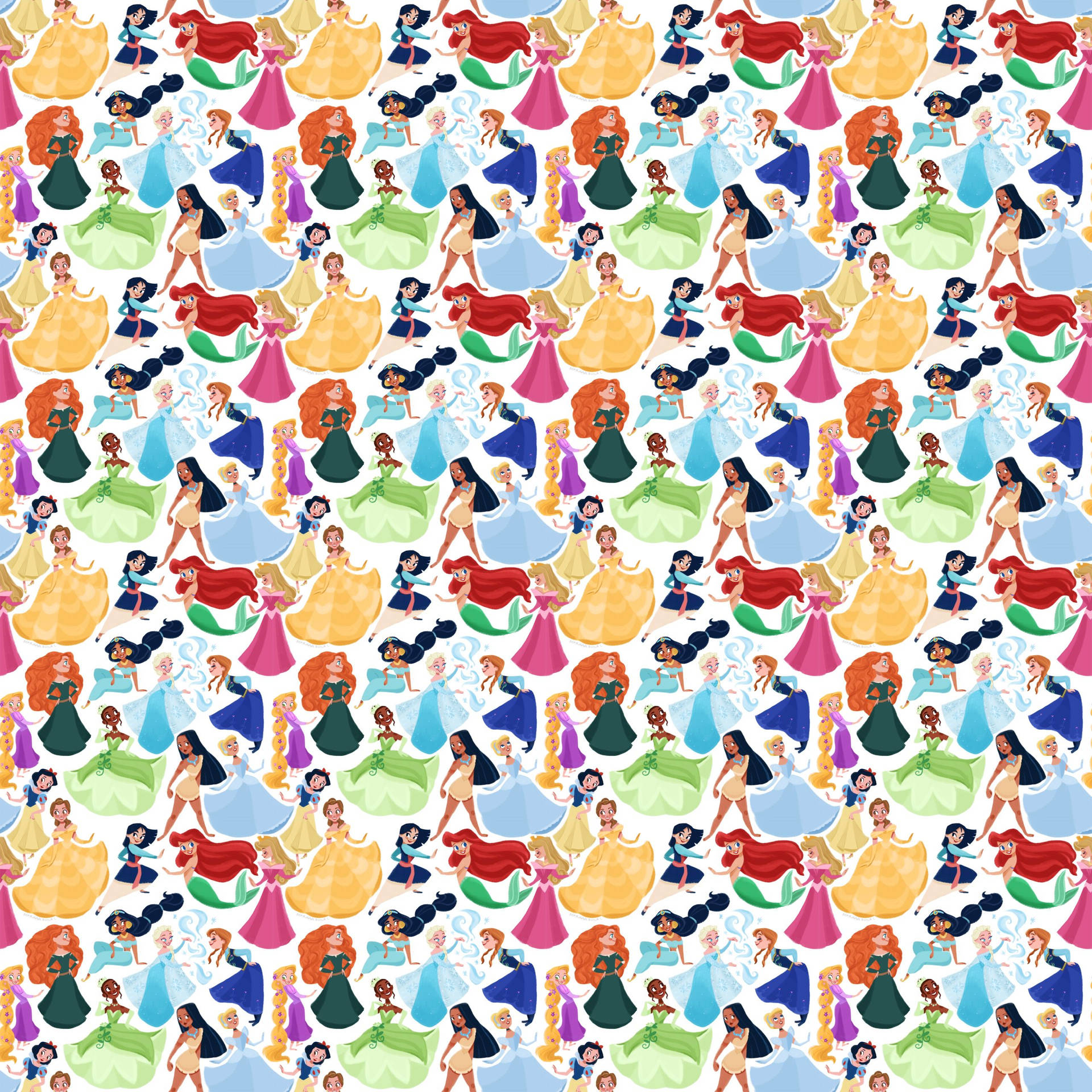 Disney Pattern With Princesses Background