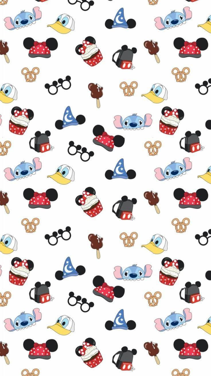 Disney Pattern With Random Characters Background