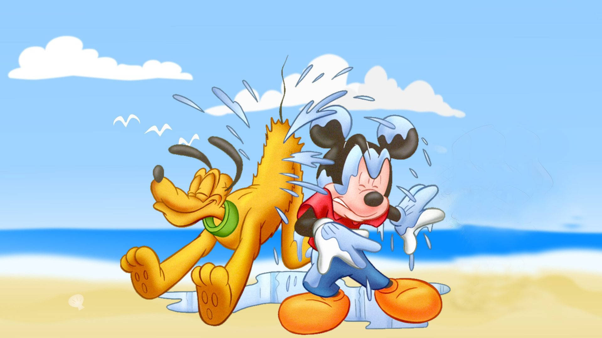 Disney Pluto And Mickey Mouse Soaked Background