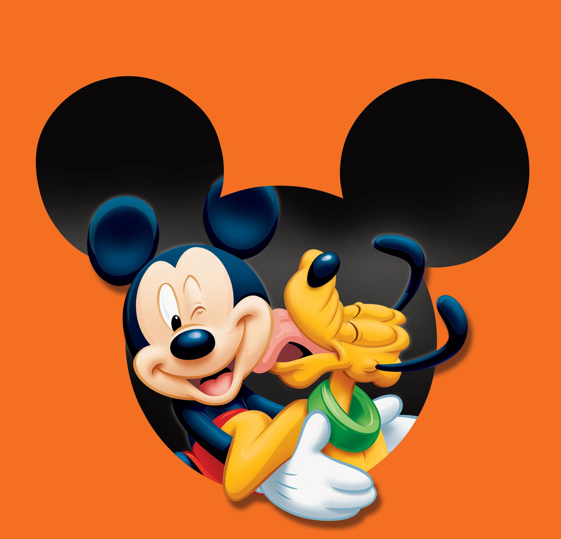 Disney Pluto Licking Mickey Mouse Background