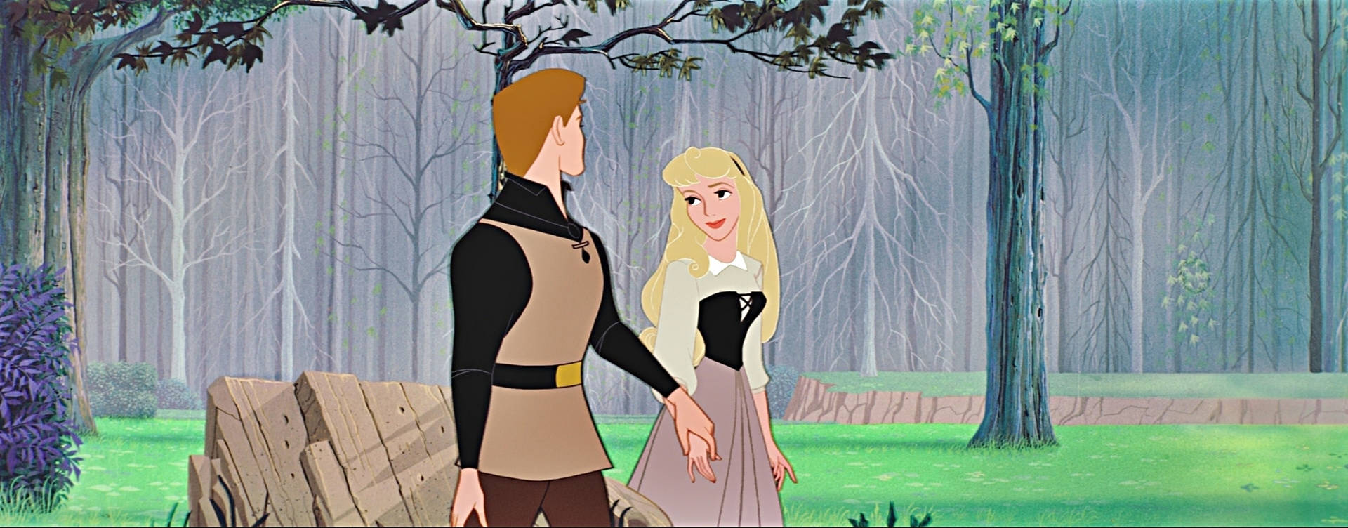 Disney Princess And Prince In Forest Background