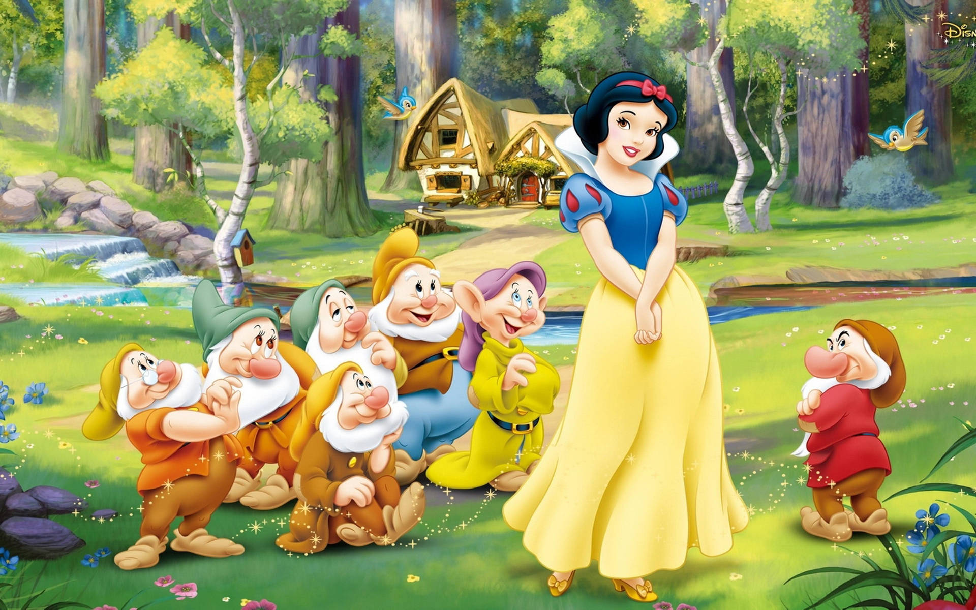 Disney Princess Snow White With Dwarfs Background