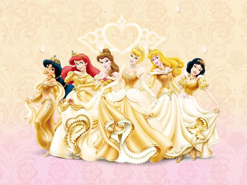 Disney Princesses Computer Yellow Dresses Background