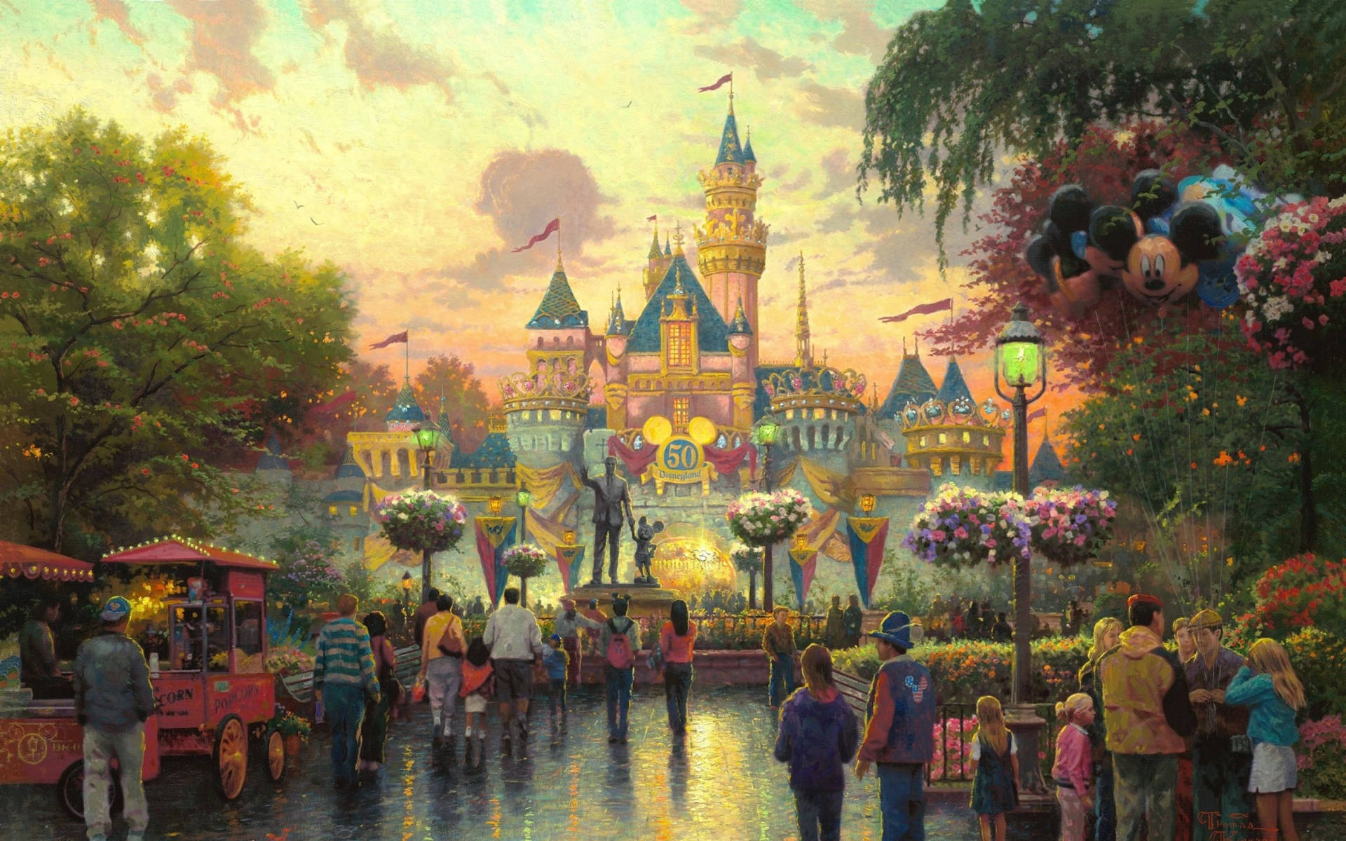 Disney Theme Park Painting Background