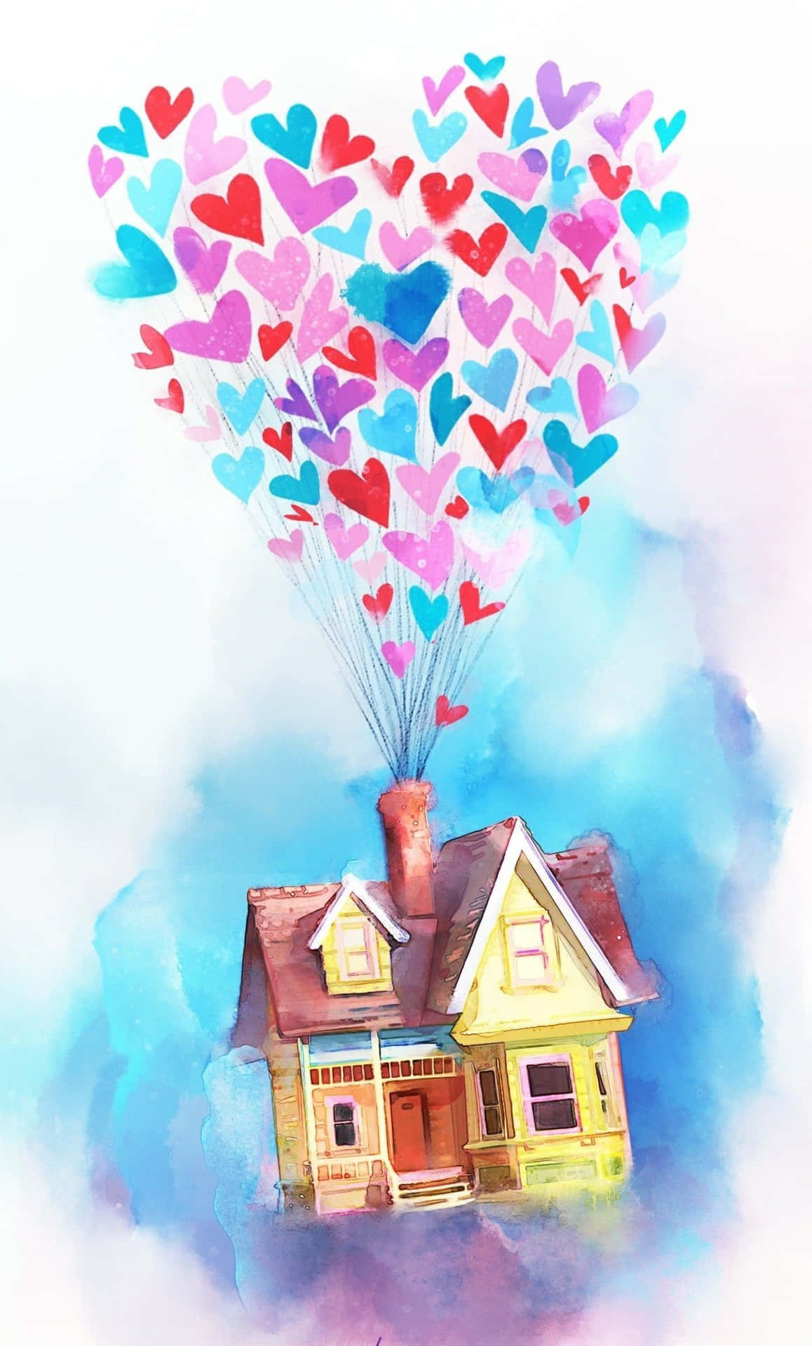 Disney Valentine Heart Balloons From Up Movie Background