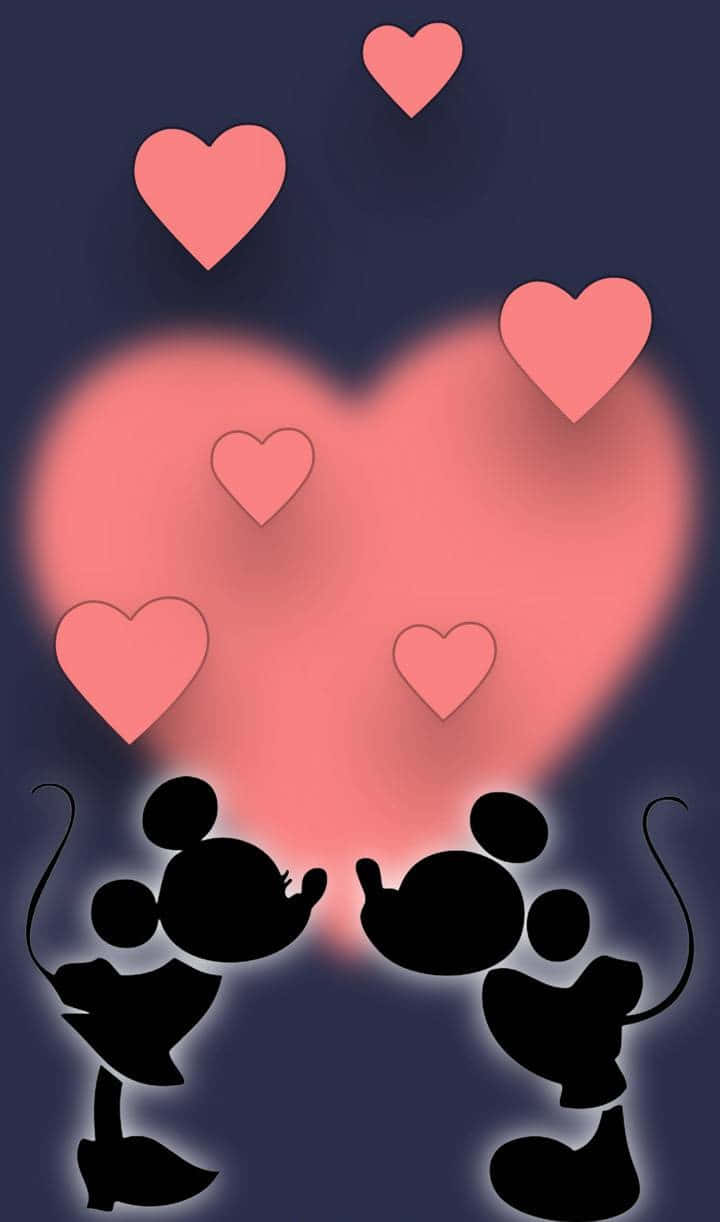 Disney Valentine Hearts With Mickey And Minnie Background