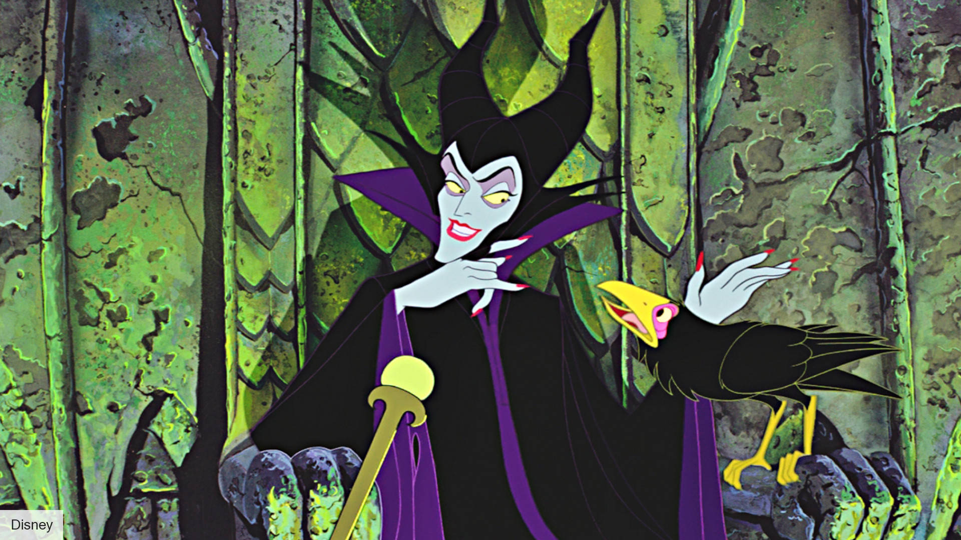 Disney Villain Maleficent With Bird Background