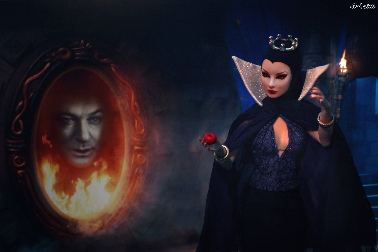 Disney Villain Maleficent With The Mirror Background