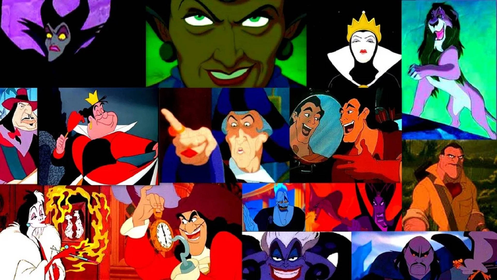 Disney Villains Comic Strip Collage Background