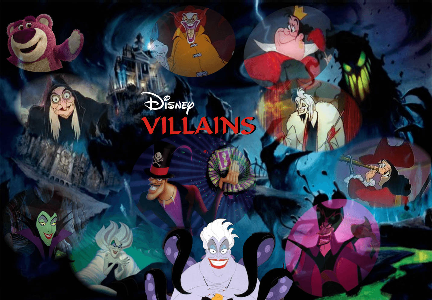 Disney Villains In Dark Castle Background