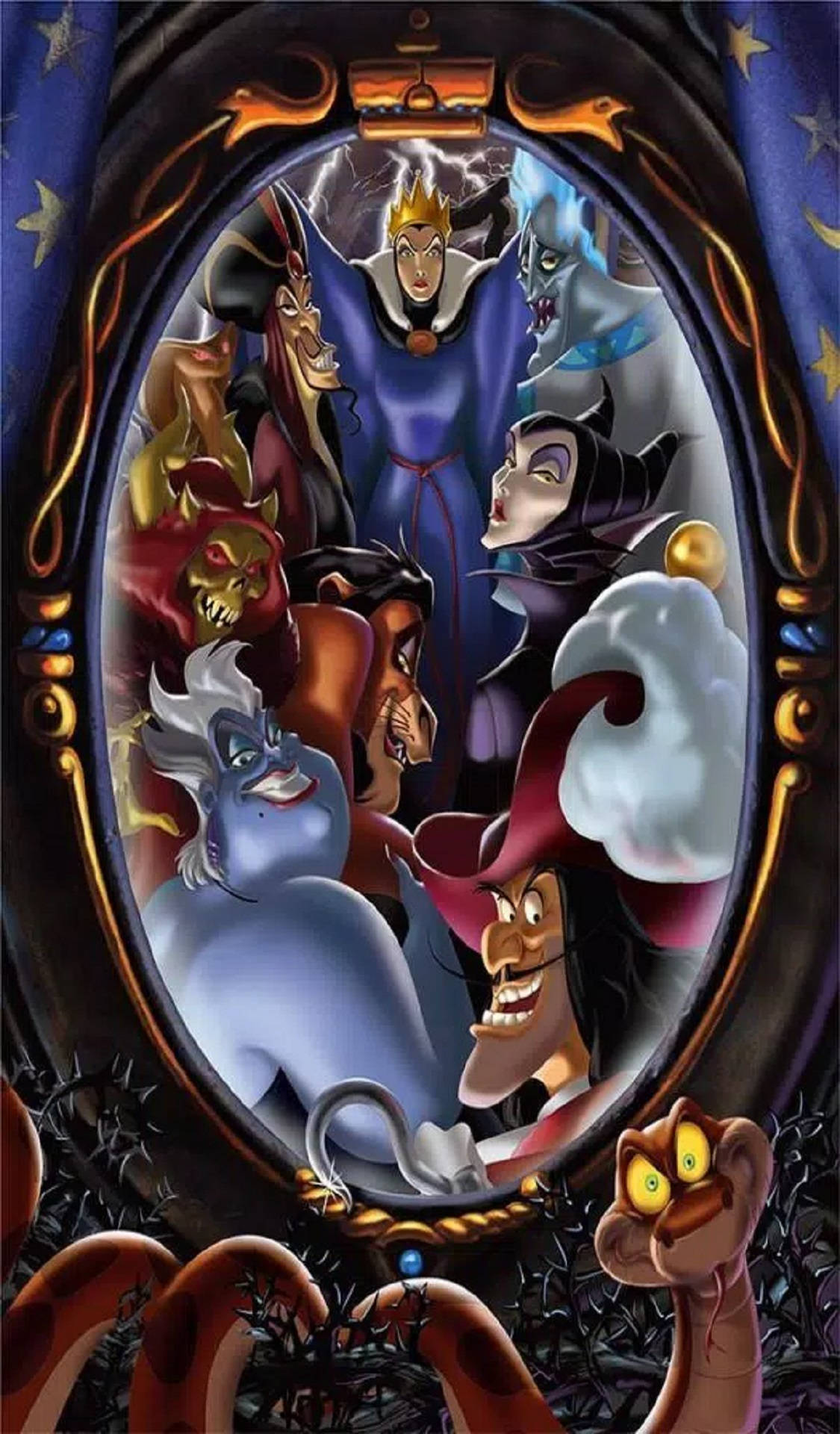 Disney Villains In The Magic Mirror Background