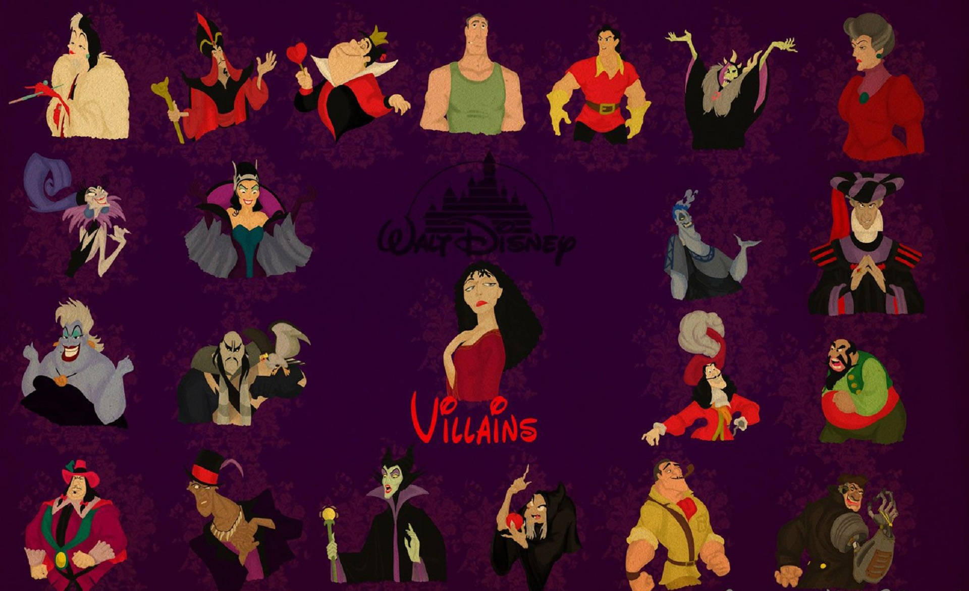 Disney Villains In Violet Background