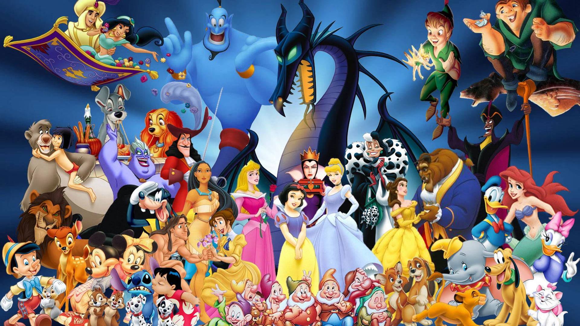 Disney Villains With Princesses Background