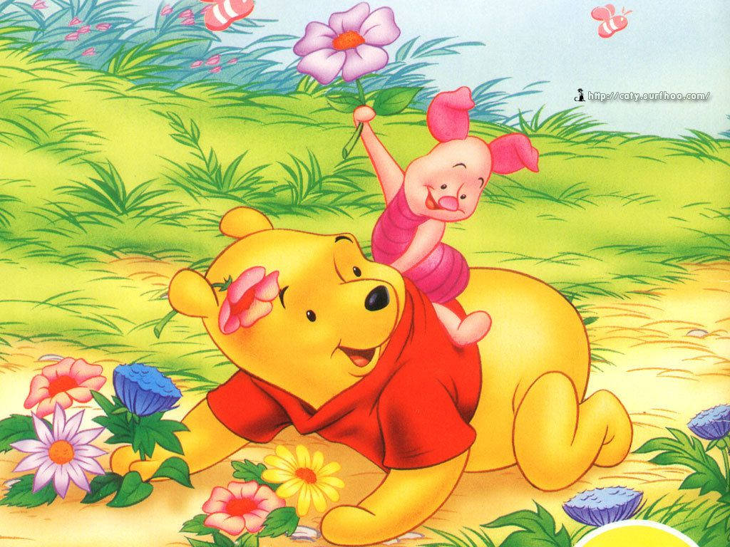 Disney Winnie The Pooh Gathering Flowers Background
