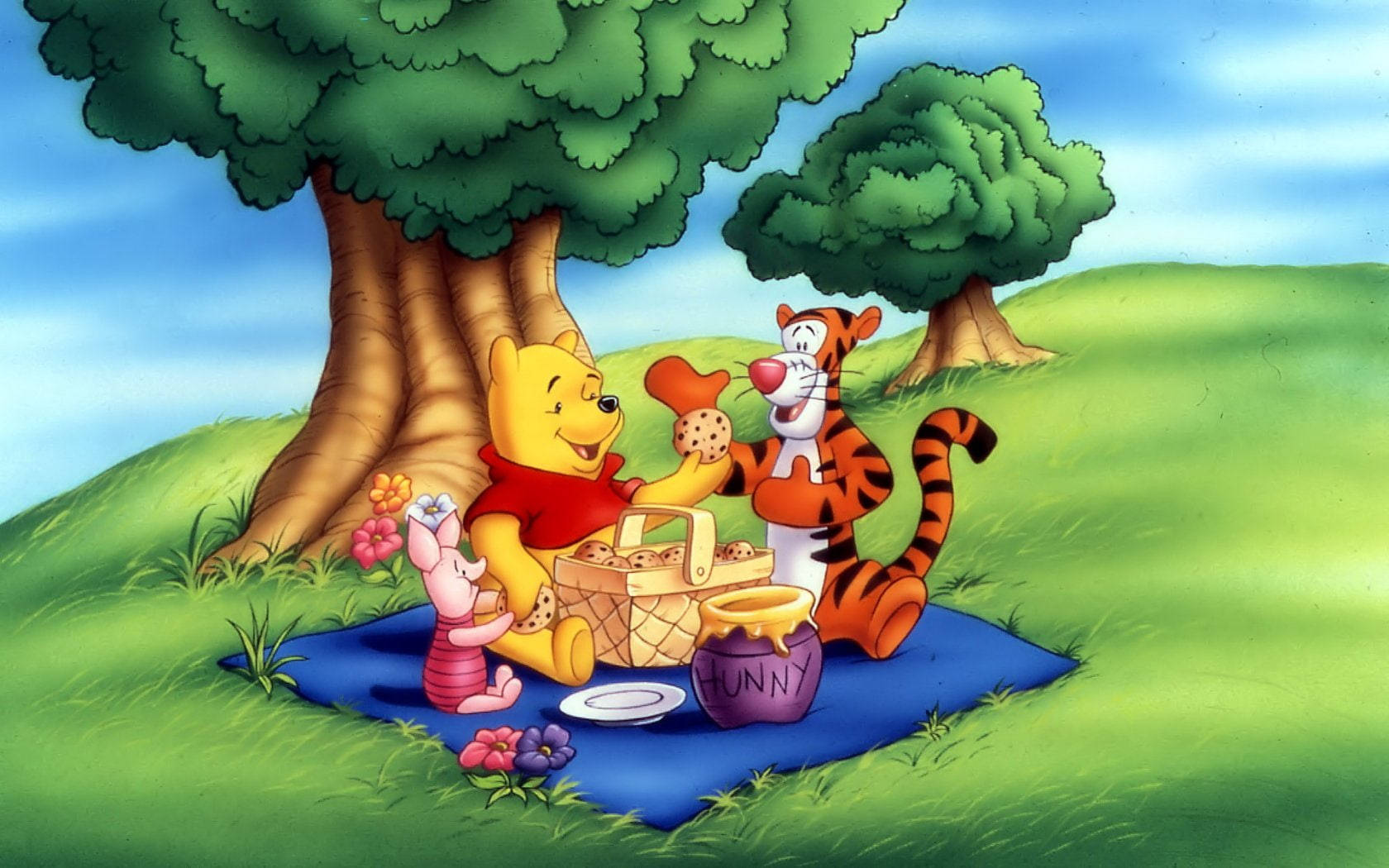 Disney Winnie The Pooh Having Picnic Background