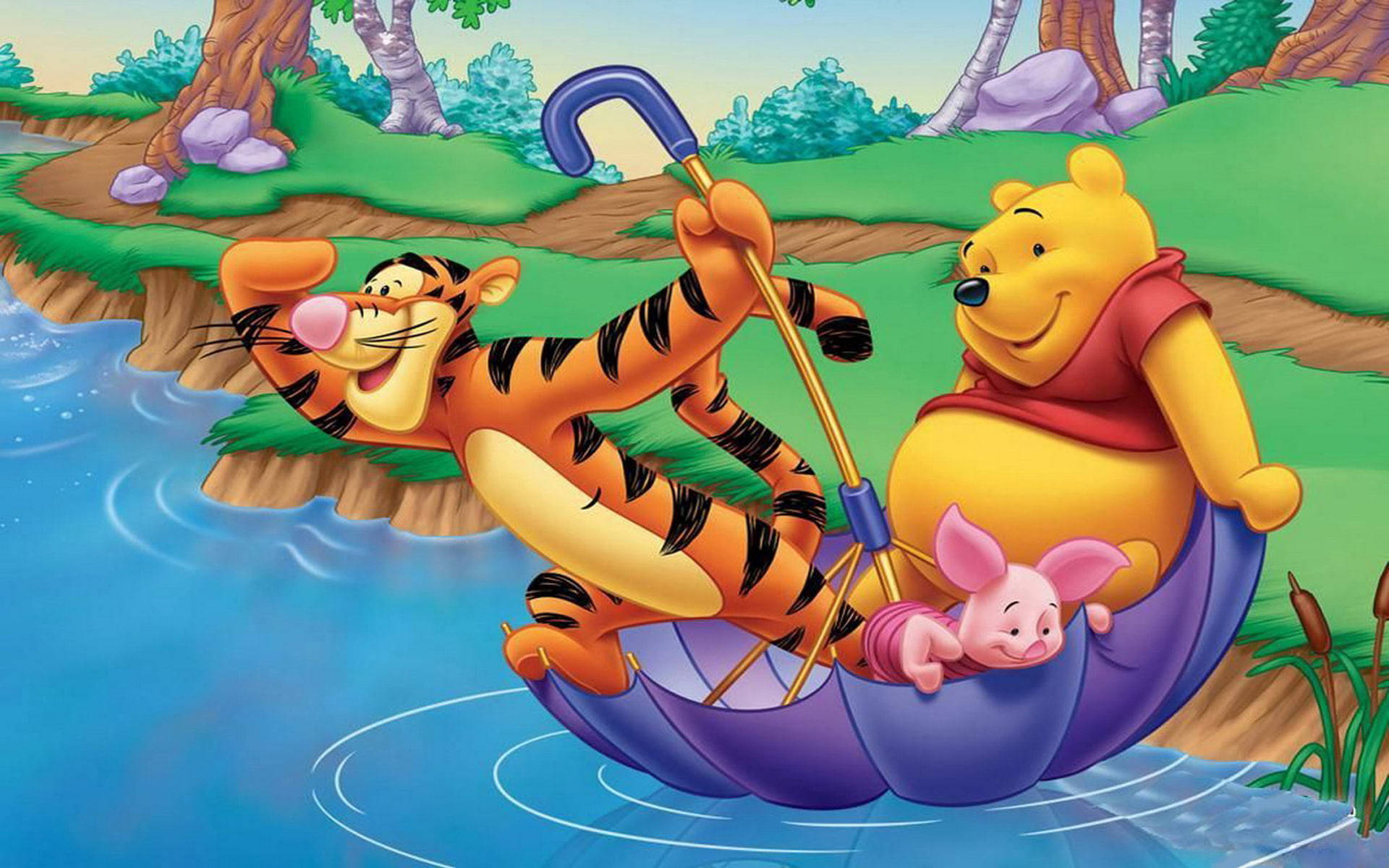 Disney Winnie The Pooh Sailing With Umbrella